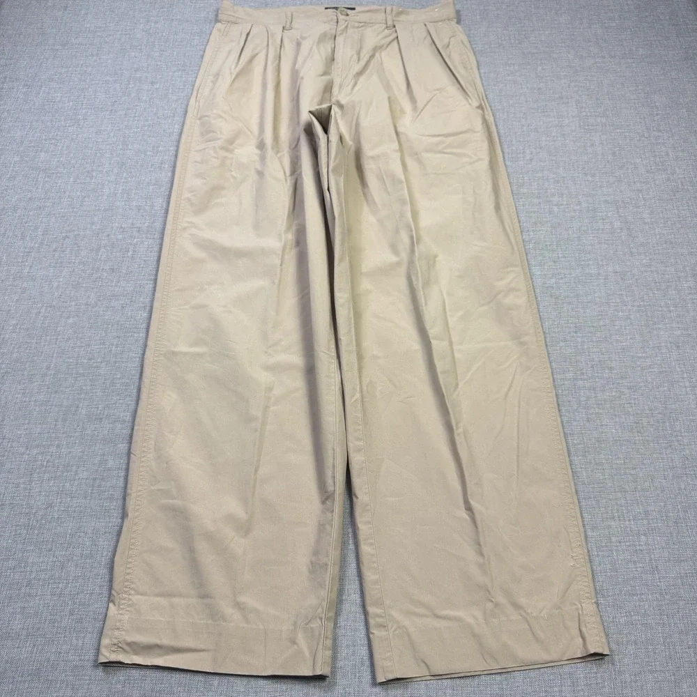 Polo Ralph Lauren Vintage Double Pleated Khaki Pants Mens 32x30 Beige Relaxed